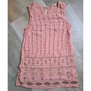 Floreat Anthropologie Size 0 XS Petal Pink Sequin Embroidered Silky Satin Shirt